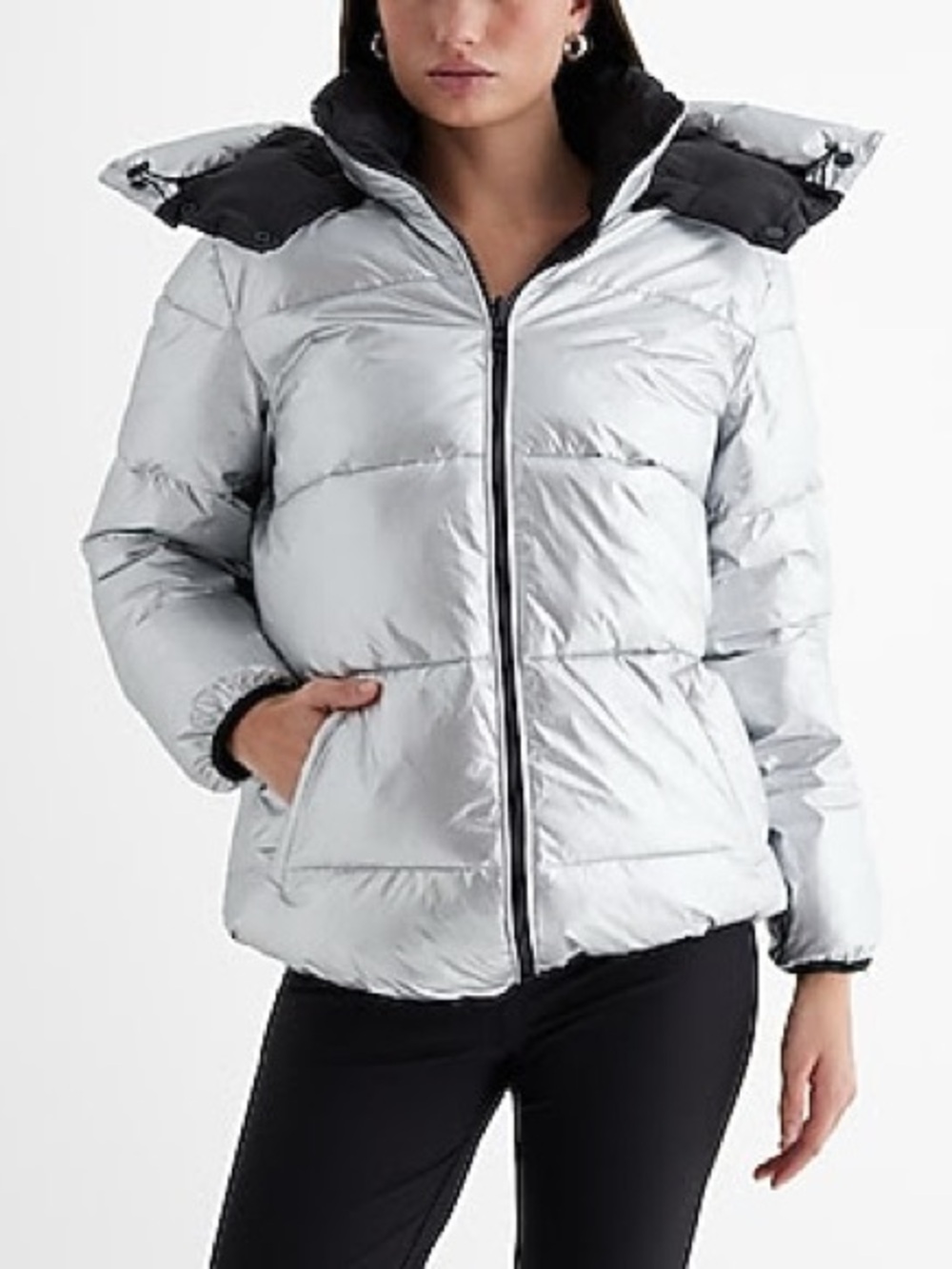 NWT Metallic Reversible Hooded Puffer Coat